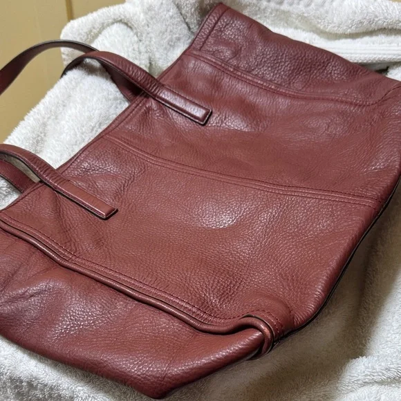 Cole Haan Burgundy Leather Tote with Tassel - Picture 4 of 14